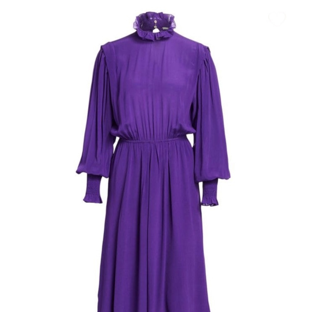 Isabel Marant Etoile Yescott Asymmetrical Dress 100% Silk High Neck Size 6 - Picture 3 of 12